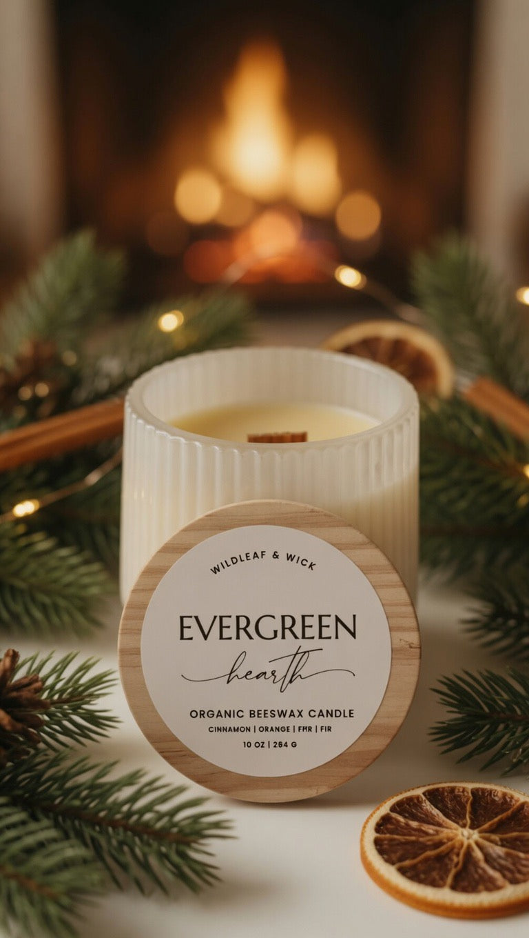 Evergreen Hearth - 10oz Organic Beeswax Candle