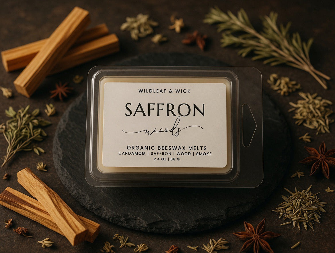 Saffron Woods - 2.4oz Organic Beeswax Melts