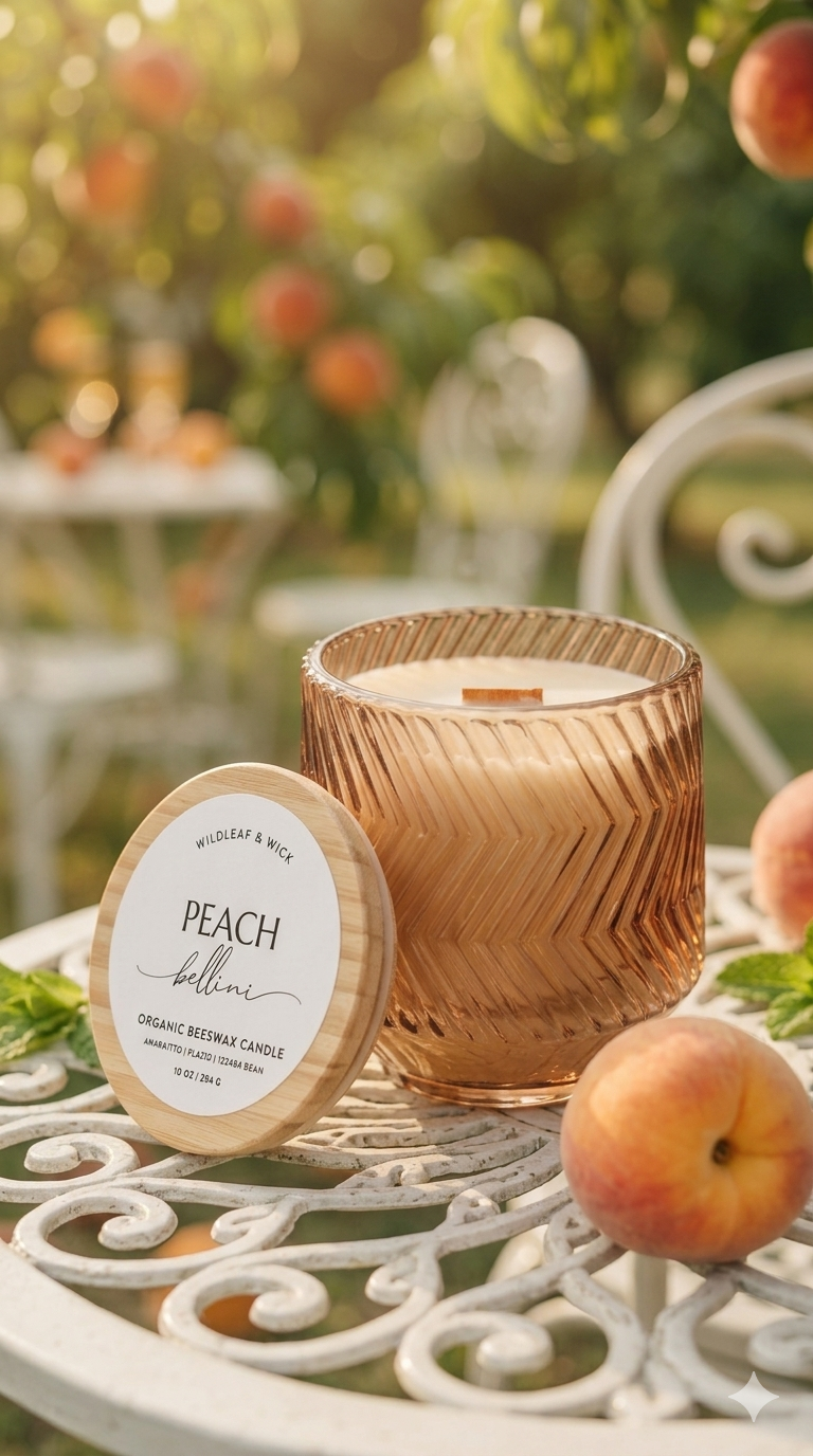 Peach Bellini - 10oz Organic Beeswax Candle