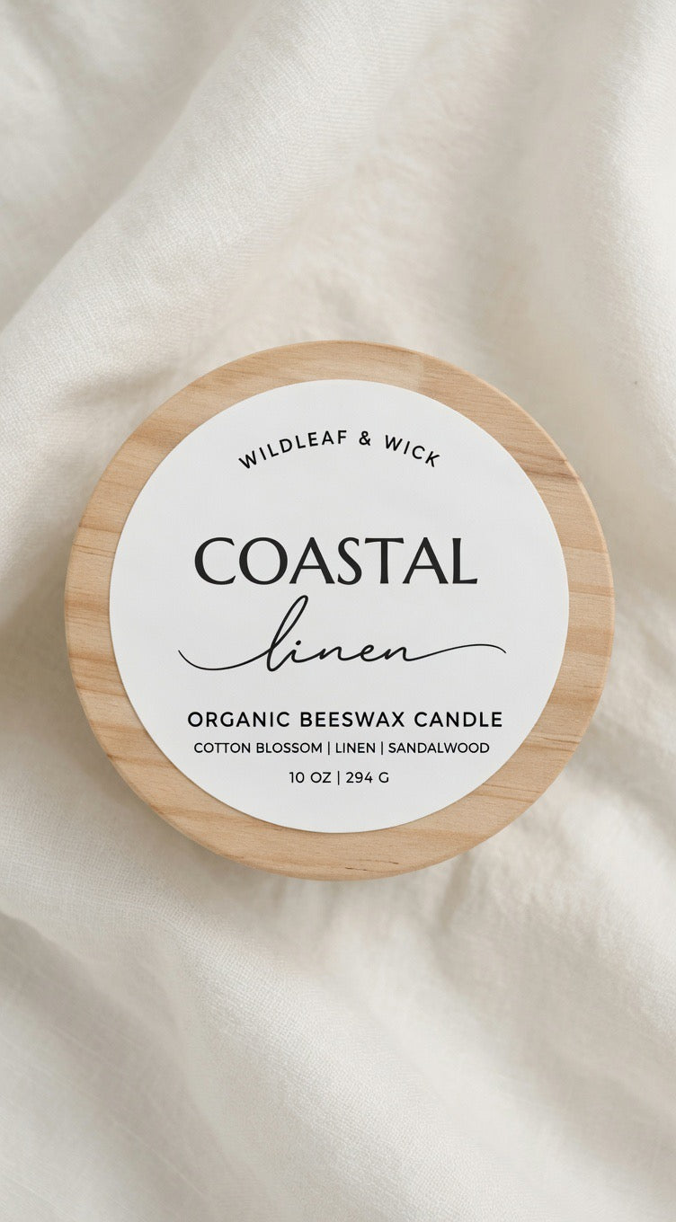 Coastal Linen - 10oz Organic Beeswax Candle