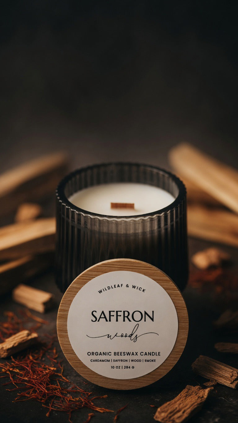 Saffron Woods - 10oz Organic Beeswax Candle