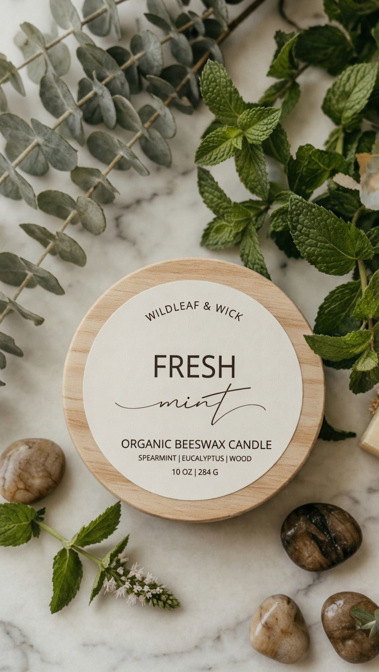 Fresh Mint - 10oz Organic Beeswax Candle