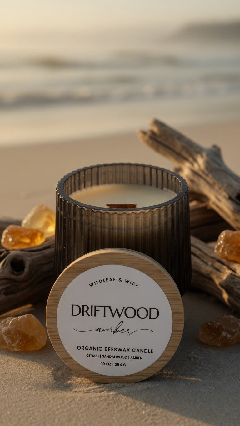Driftwood Amber - 10oz Organic Beeswax Candle