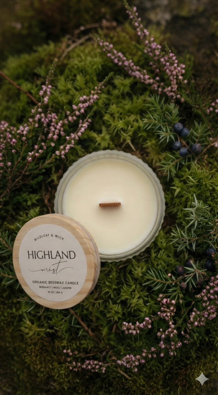 Highland Mist - 10oz Organic Beeswax Candle