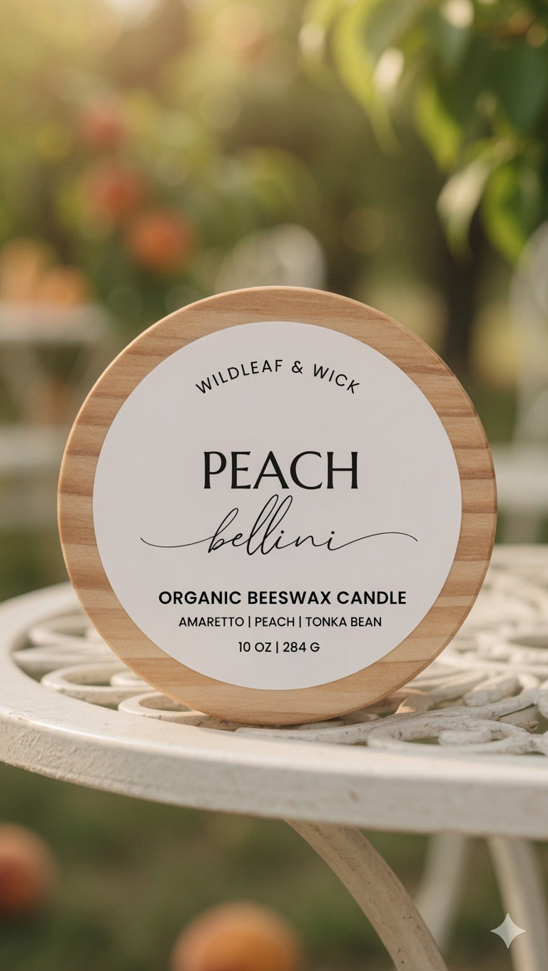 Peach Bellini - 10oz Organic Beeswax Candle