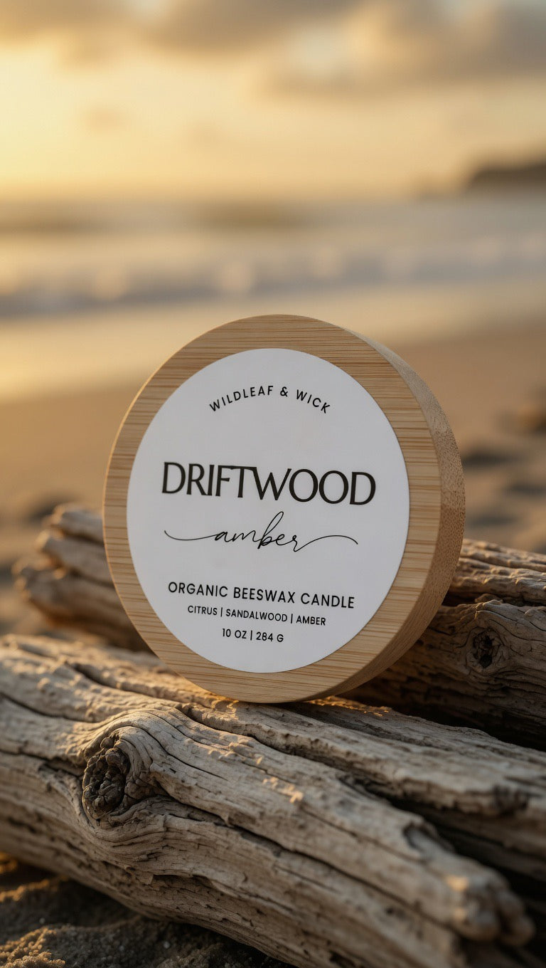 Driftwood Amber - 10oz Organic Beeswax Candle