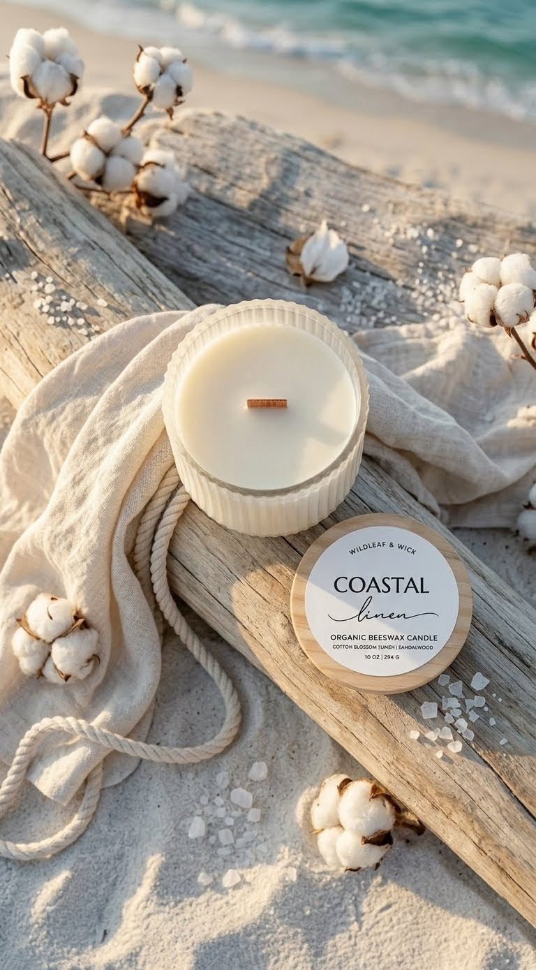 Coastal Linen - 10oz Organic Beeswax Candle