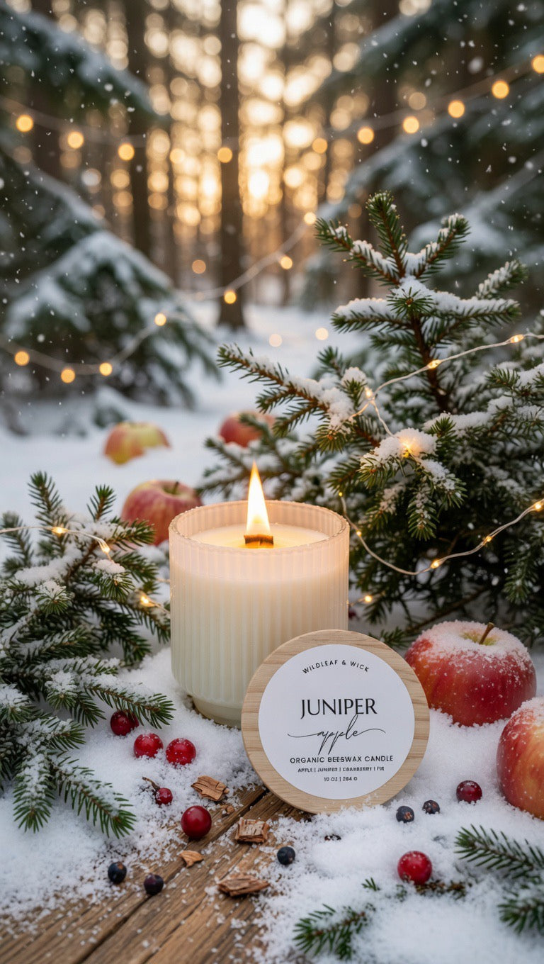 Juniper Apple - 10oz Organic Beeswax Candle