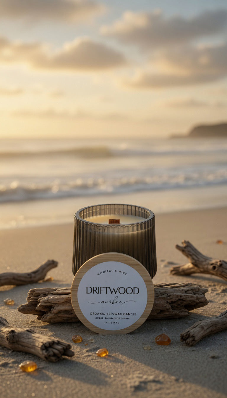 Driftwood Amber - 10oz Organic Beeswax Candle