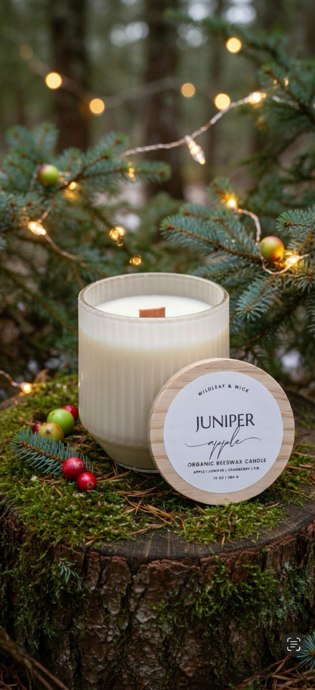 Juniper Apple - 10oz Organic Beeswax Candle