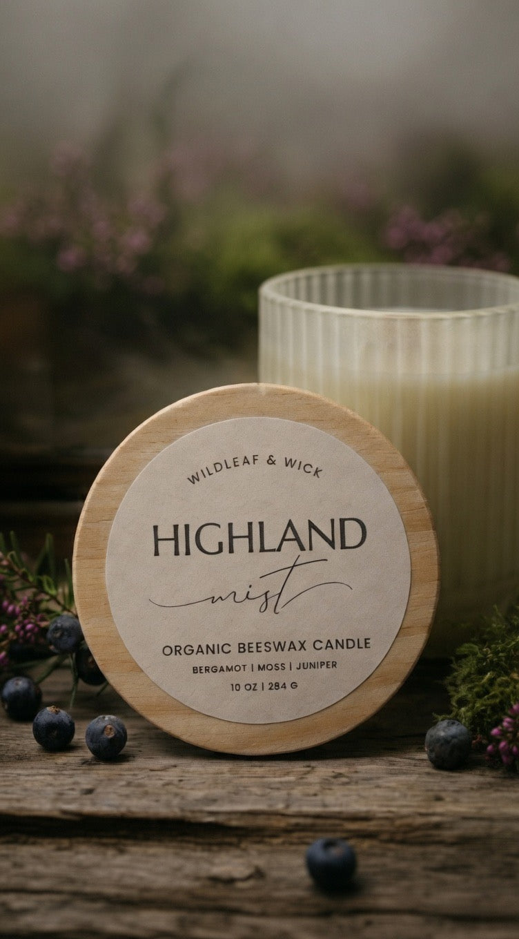 Highland Mist - 10oz Organic Beeswax Candle