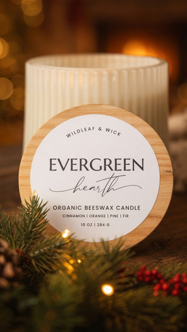 Evergreen Hearth - 10oz Organic Beeswax Candle
