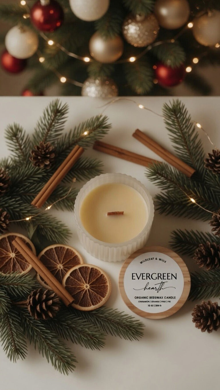 Evergreen Hearth - 10oz Organic Beeswax Candle