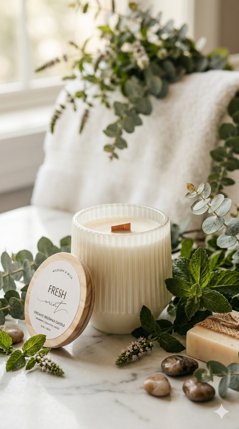 Fresh Mint - 10oz Organic Beeswax Candle