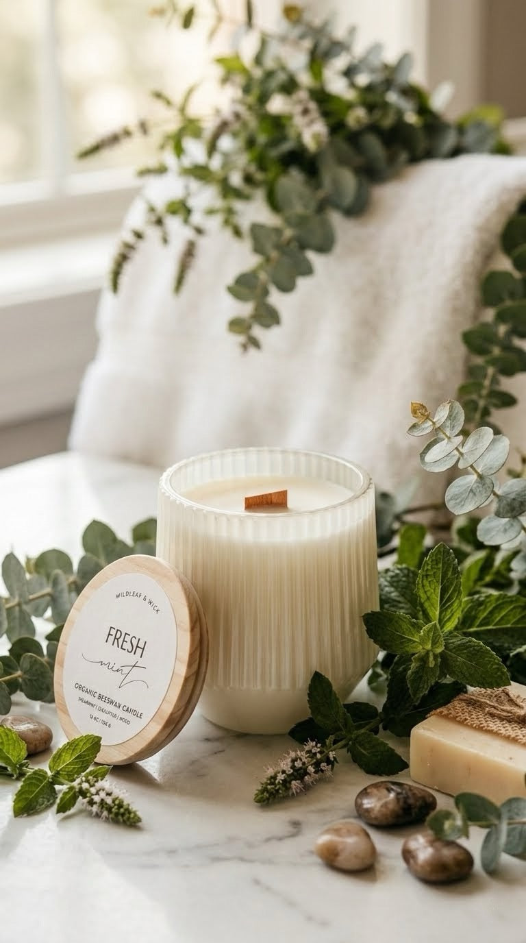 Fresh Mint - 10oz Organic Beeswax Candle