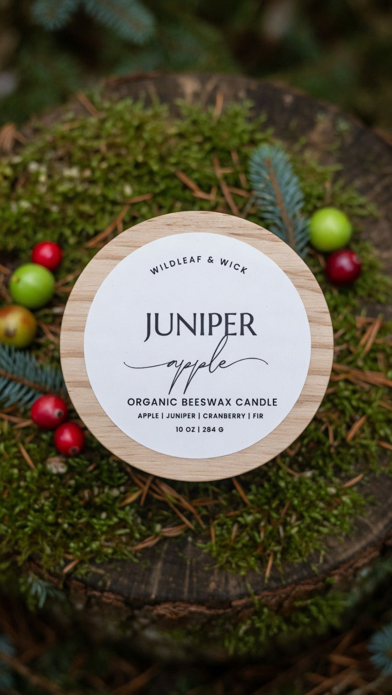 Juniper Apple - 10oz Organic Beeswax Candle