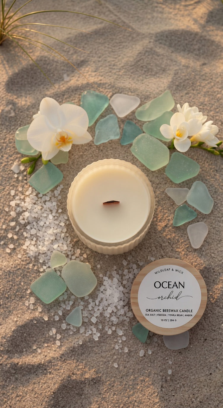 Ocean Orchid - 10oz Organic Beeswax Candle