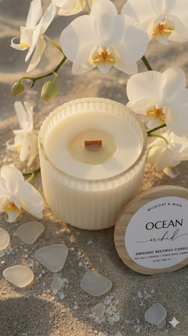 Ocean Orchid - 10oz Organic Beeswax Candle