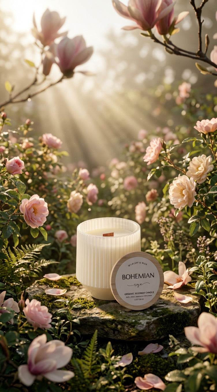 Bohemian Rose - 10oz Organic Beeswax Candle