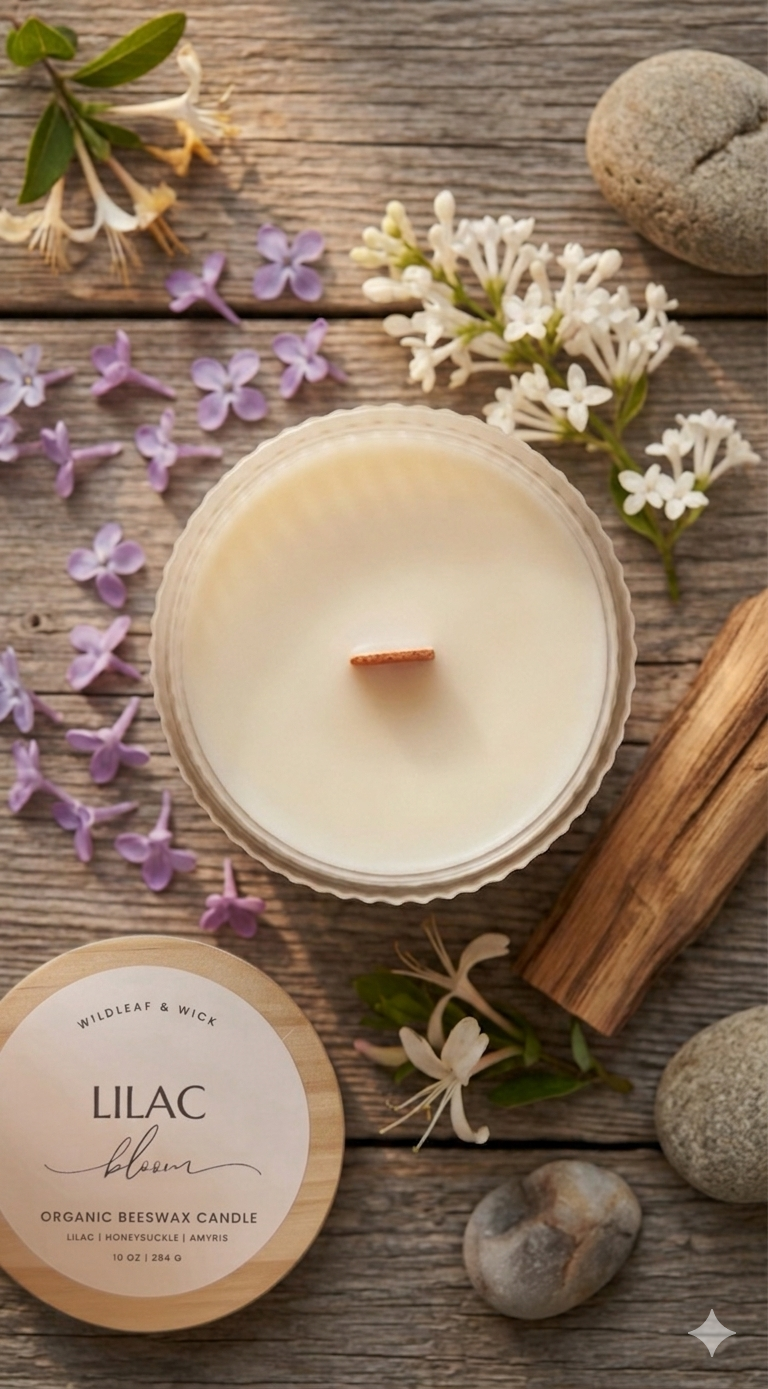Lilac Bloom - 10oz Organic Beeswax Candle
