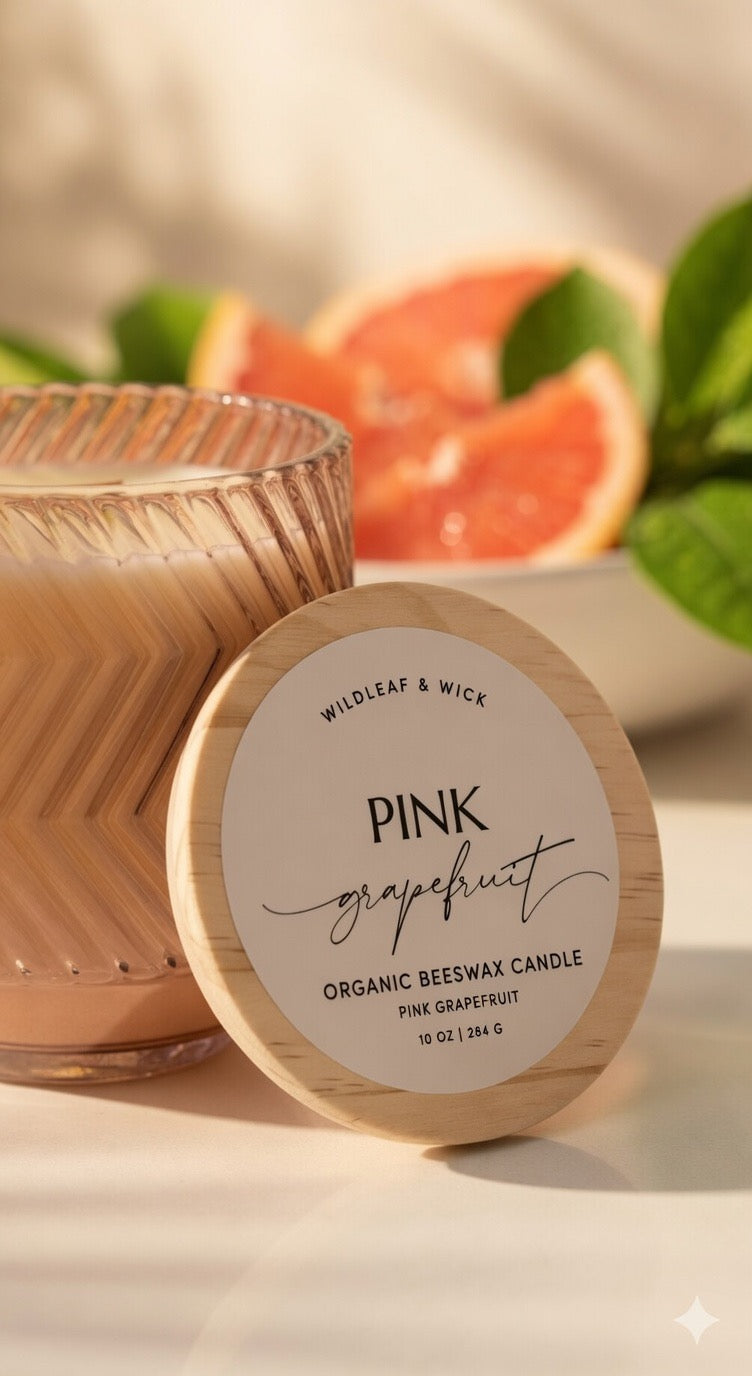 Pink Grapefruit - 10oz Organic Beeswax Candle