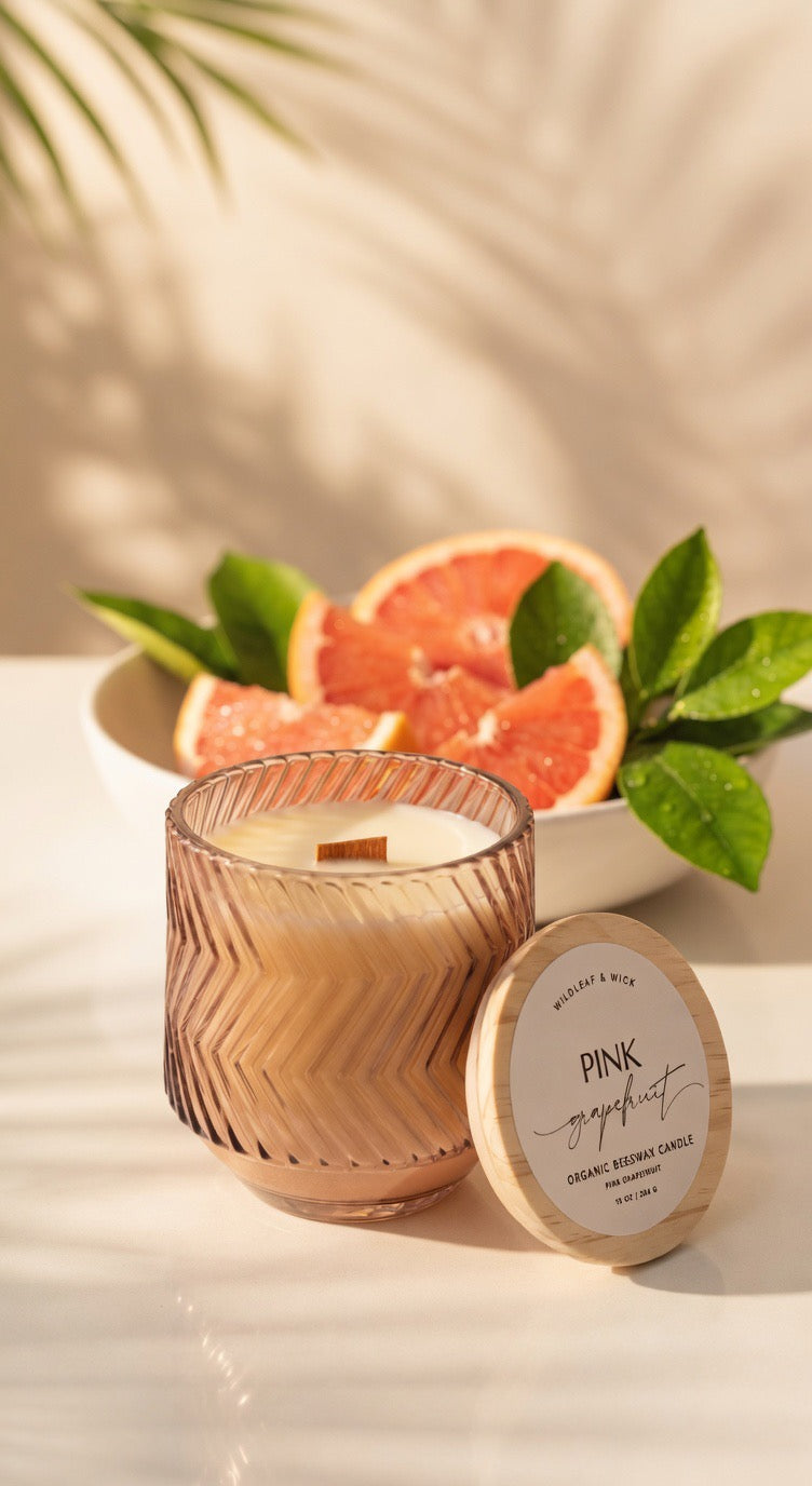 Pink Grapefruit - 10oz Organic Beeswax Candle