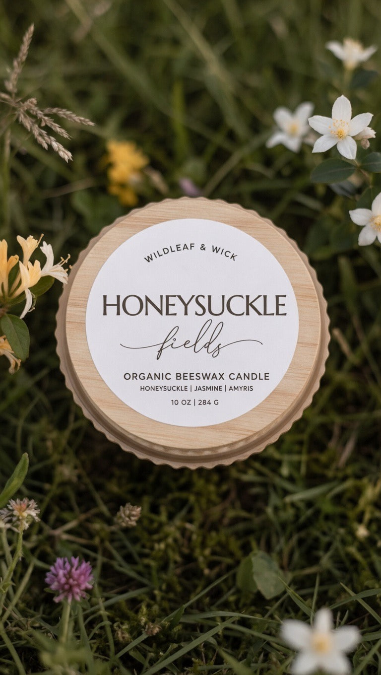 Honeysuckle Fields - 10oz Organic Beeswax Candle