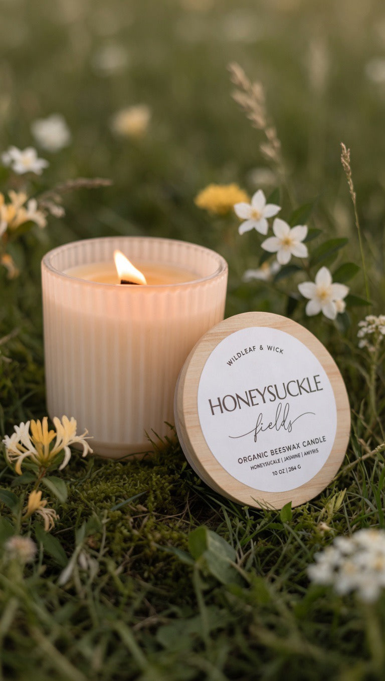 Honeysuckle Fields - 10oz Organic Beeswax Candle
