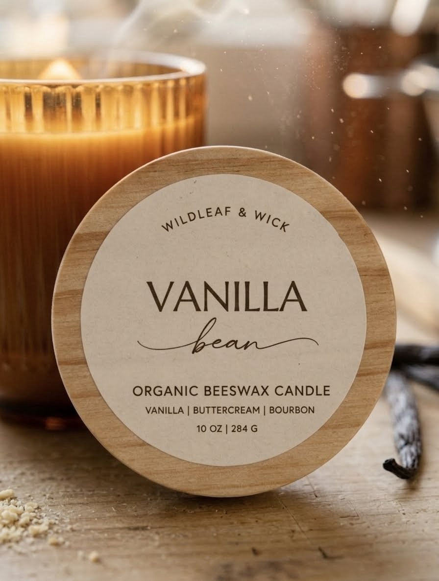 Vanilla Bean - 10oz Organic Beeswax Candle