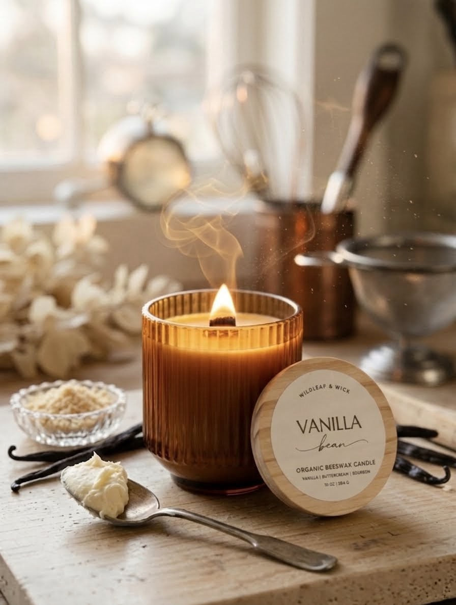 Vanilla Bean - 10oz Organic Beeswax Candle