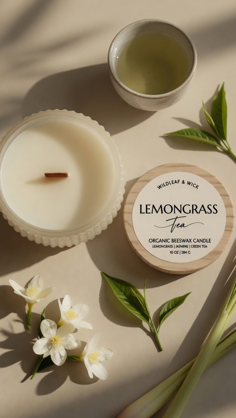 Lemongrass Tea - 10oz Organic Beeswax Candle