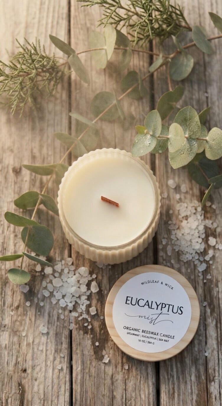 Eucalyptus Mist - 10oz Organic Beeswax Candle