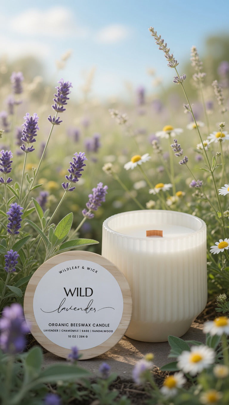 Wild Lavender - 10oz Organic Beeswax Candle