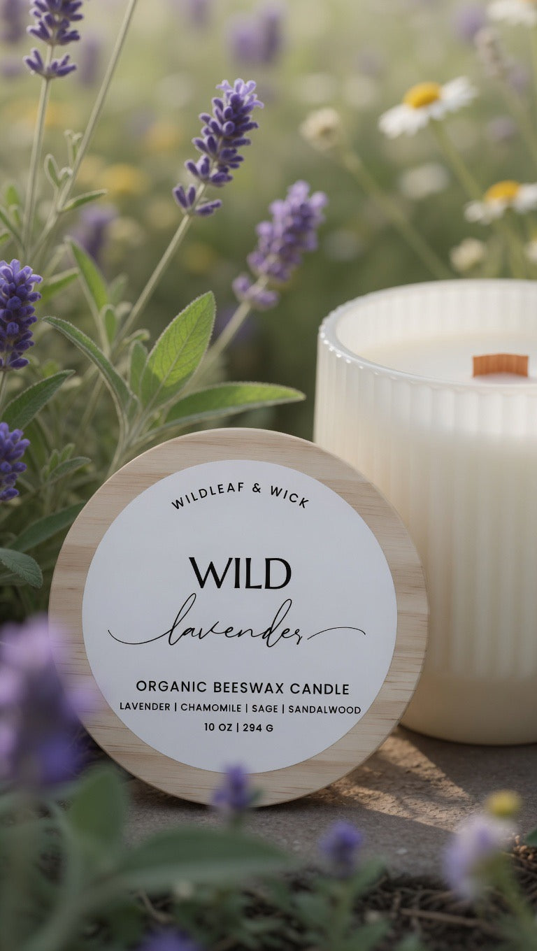 Wild Lavender - 10oz Organic Beeswax Candle