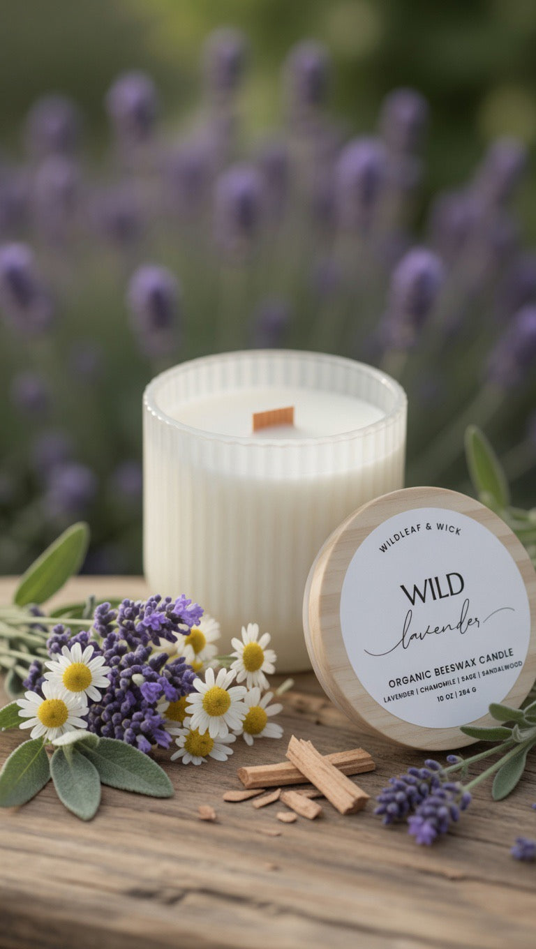 Wild Lavender - 10oz Organic Beeswax Candle