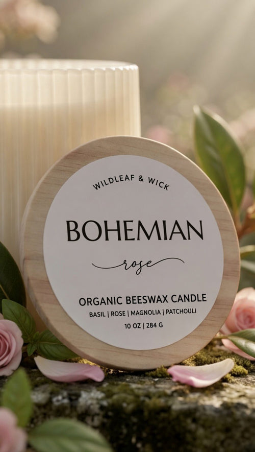 Bohemian Rose - 10oz Organic Beeswax Candle