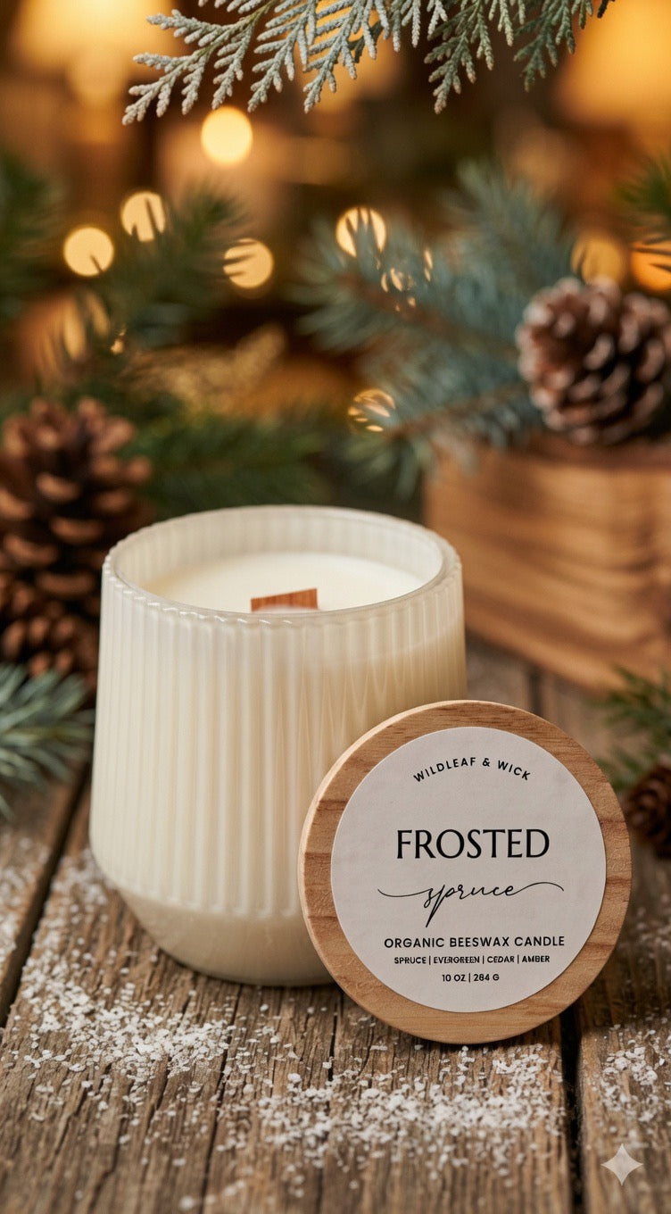Frosted Spruce - 10oz Organic Beeswax Candle