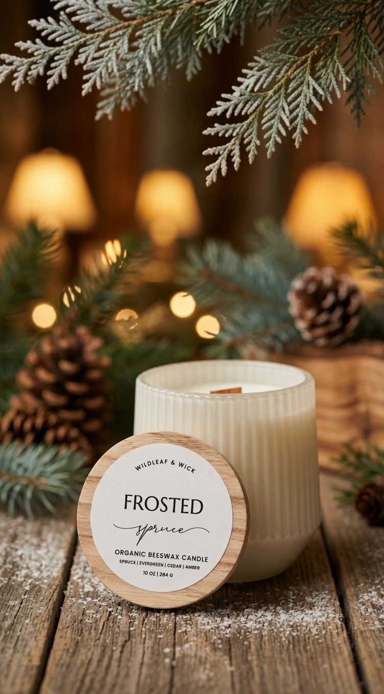 Frosted Spruce - 10oz Organic Beeswax Candle
