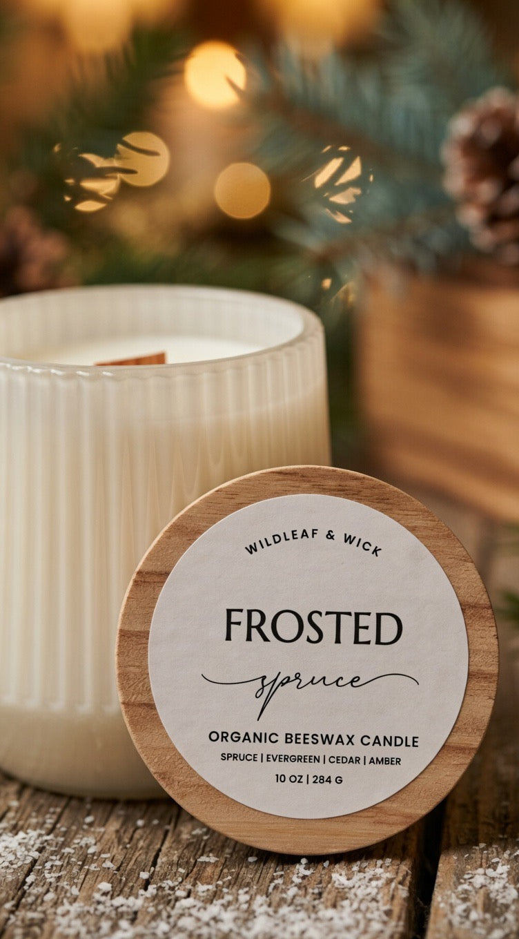 Frosted Spruce - 10oz Organic Beeswax Candle