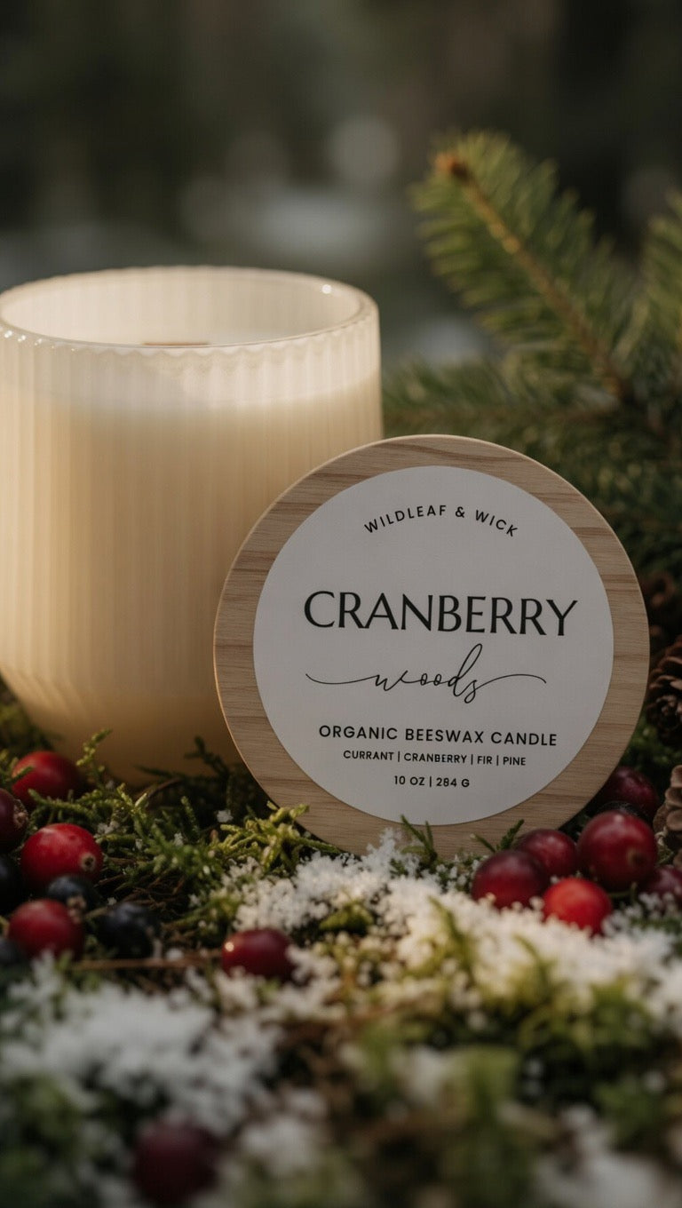 Cranberry Woods - 10oz Organic Beeswax Candle