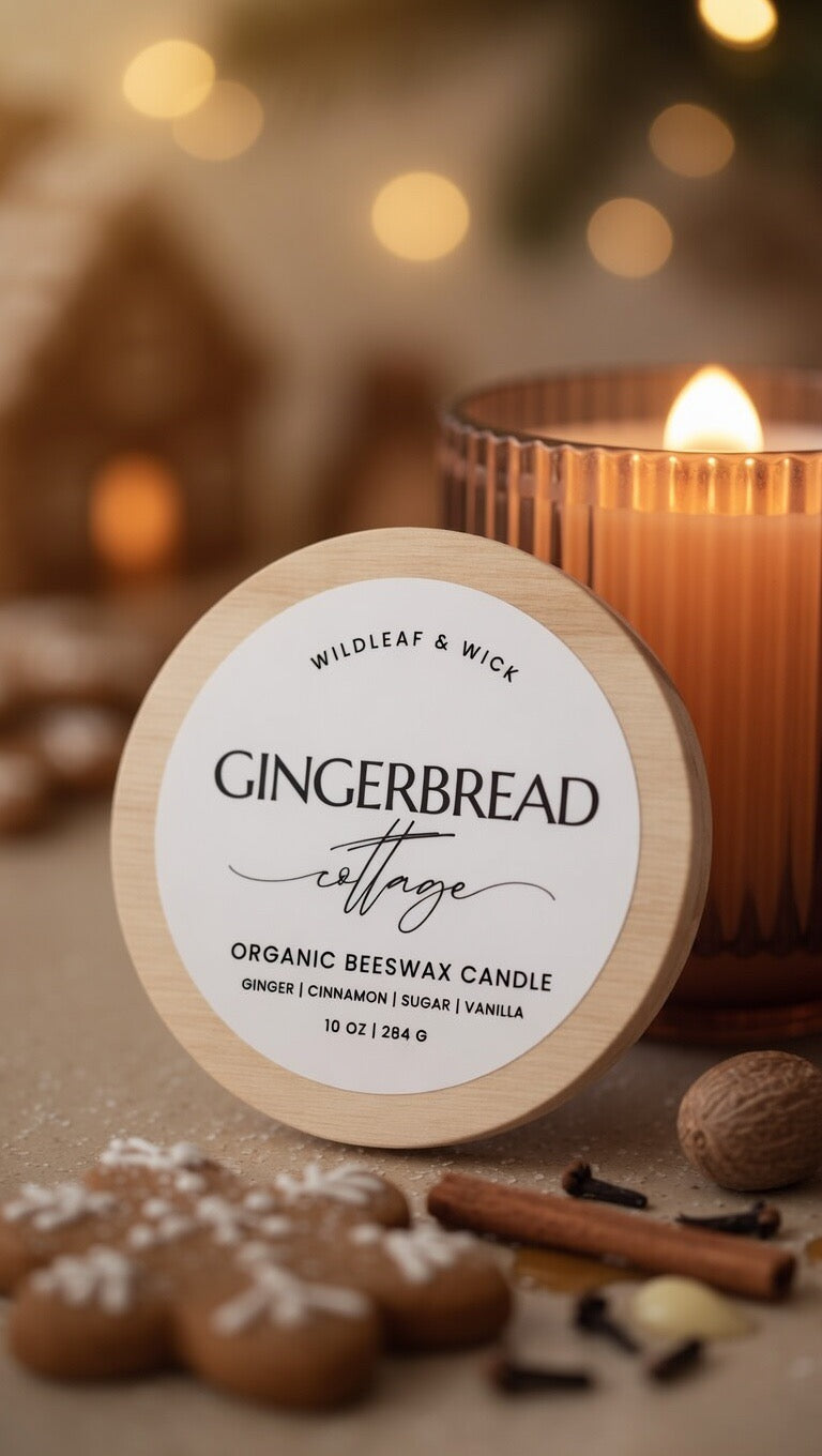 Gingerbread Cottage - 10oz Organic Beeswax Candle
