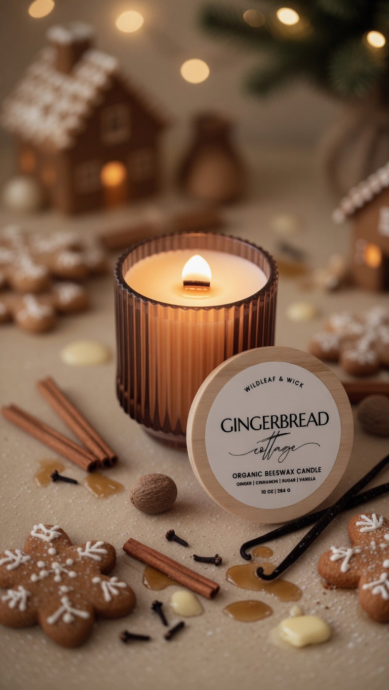 Gingerbread Cottage - 10oz Organic Beeswax Candle