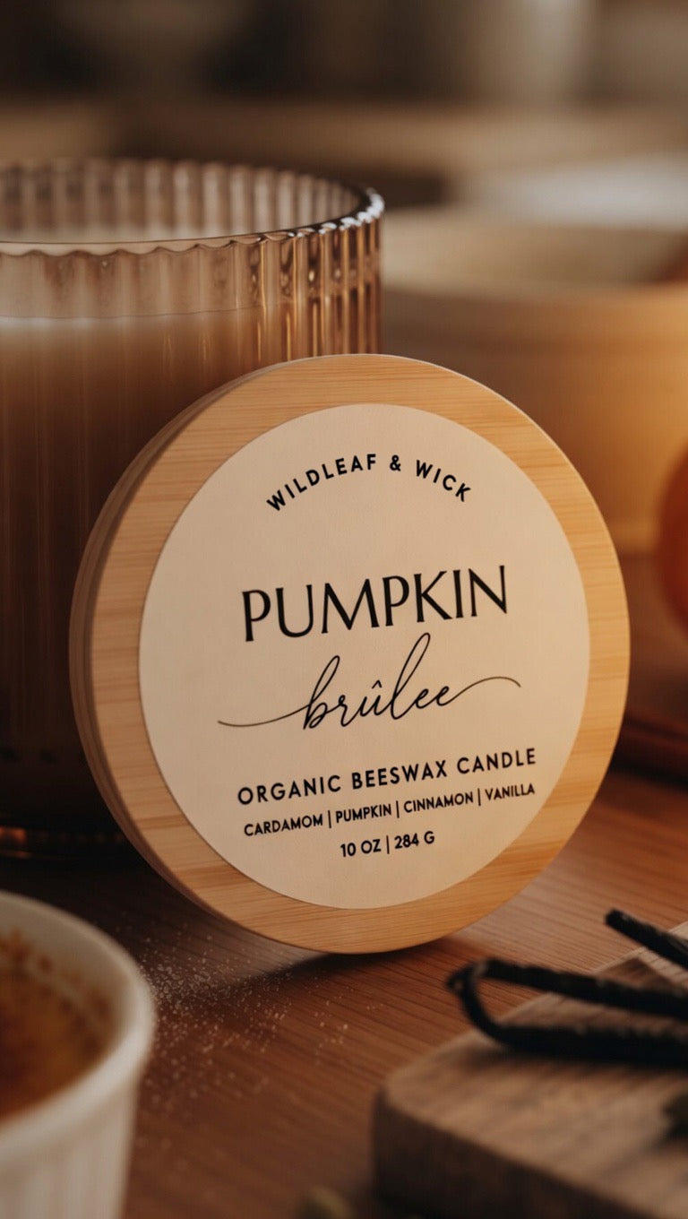 Pumpkin Brûlée - 10oz Organic Beeswax Candle