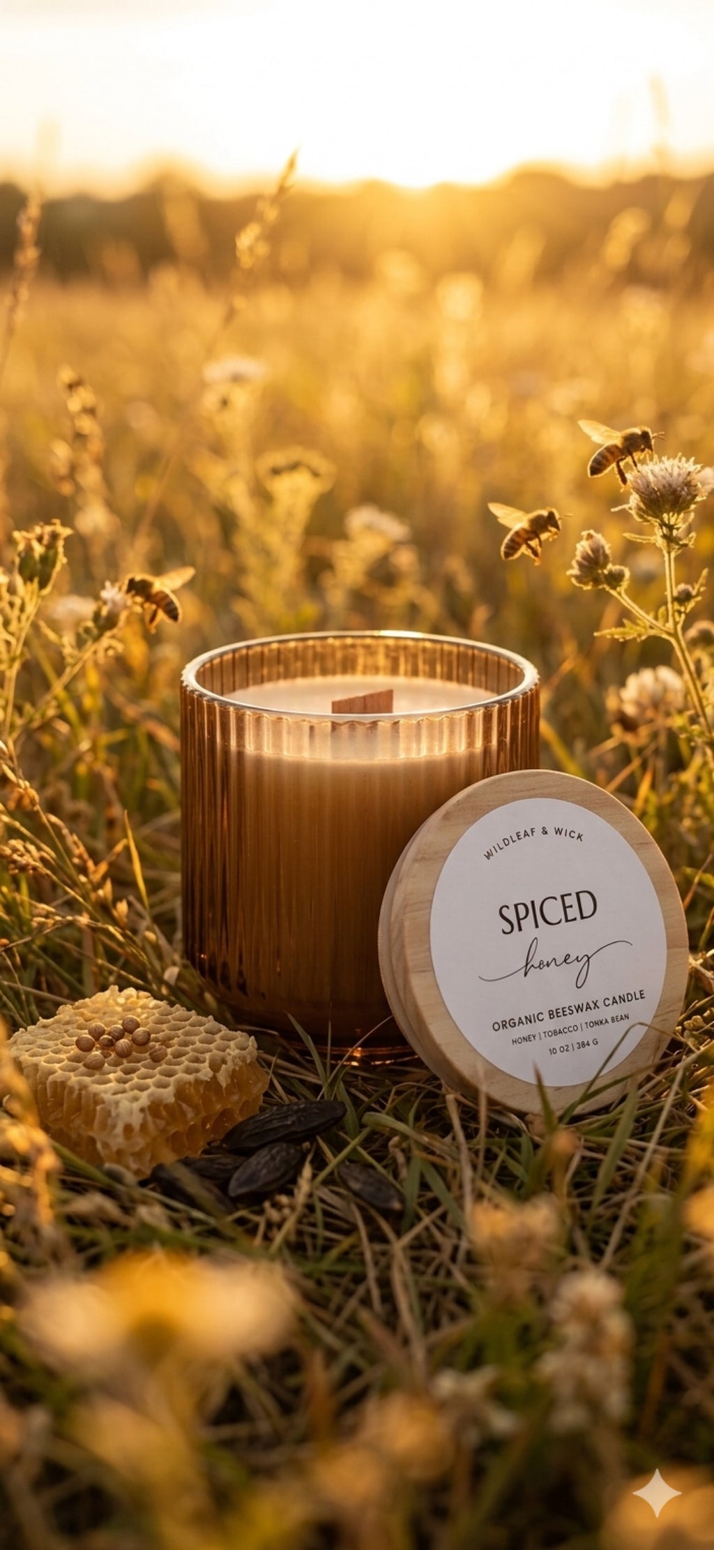 Spiced Honey - 10oz Organic Beeswax Candle