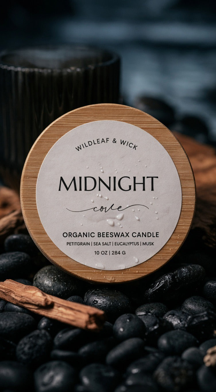 Midnight Cove - 10oz Organic Beeswax Candle