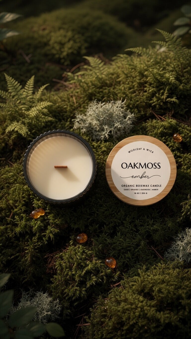 Oakmoss Ember - 10oz Organic Beeswax Candle
