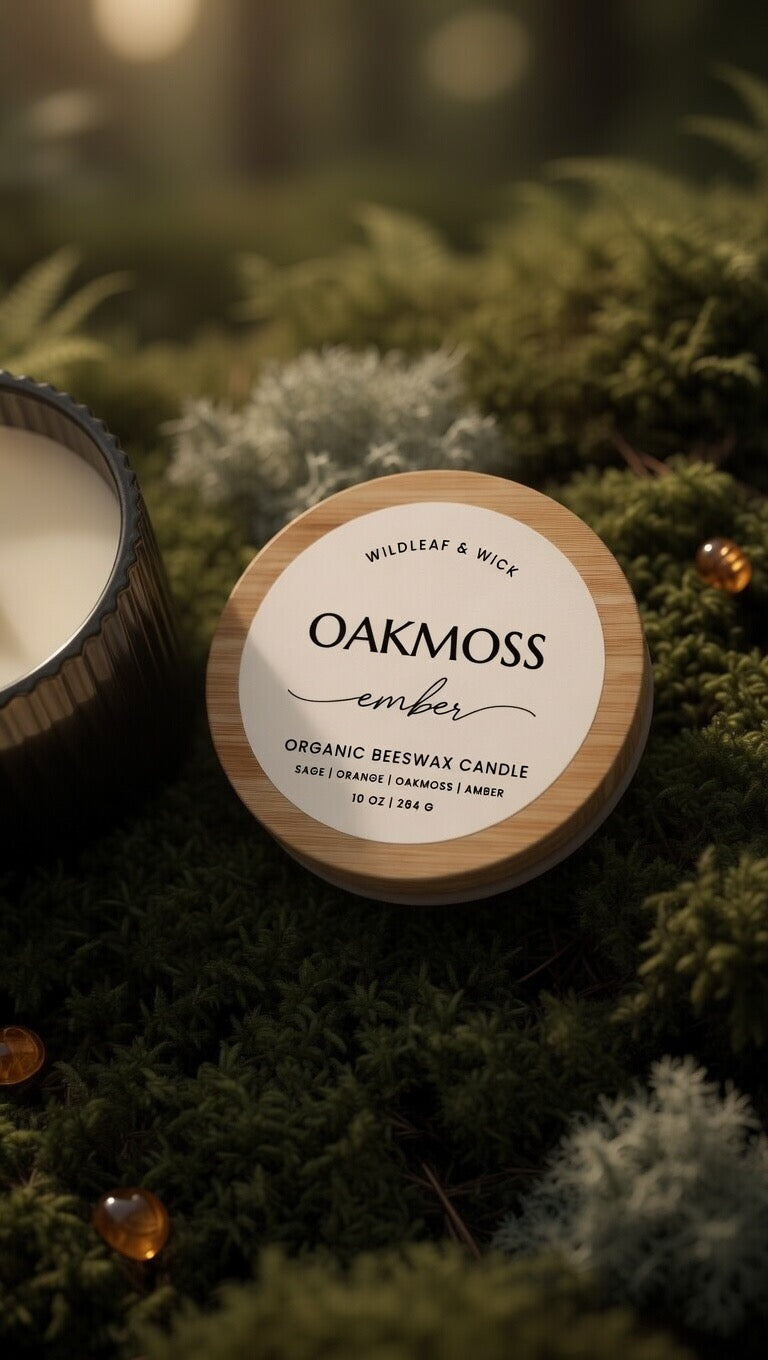 Oakmoss Ember - 10oz Organic Beeswax Candle