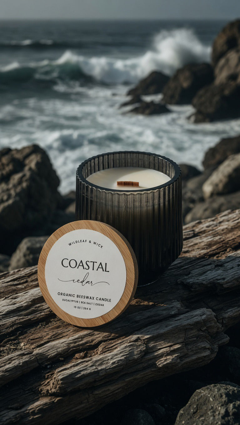 Coastal Cedar - 10oz Organic Beeswax Candle