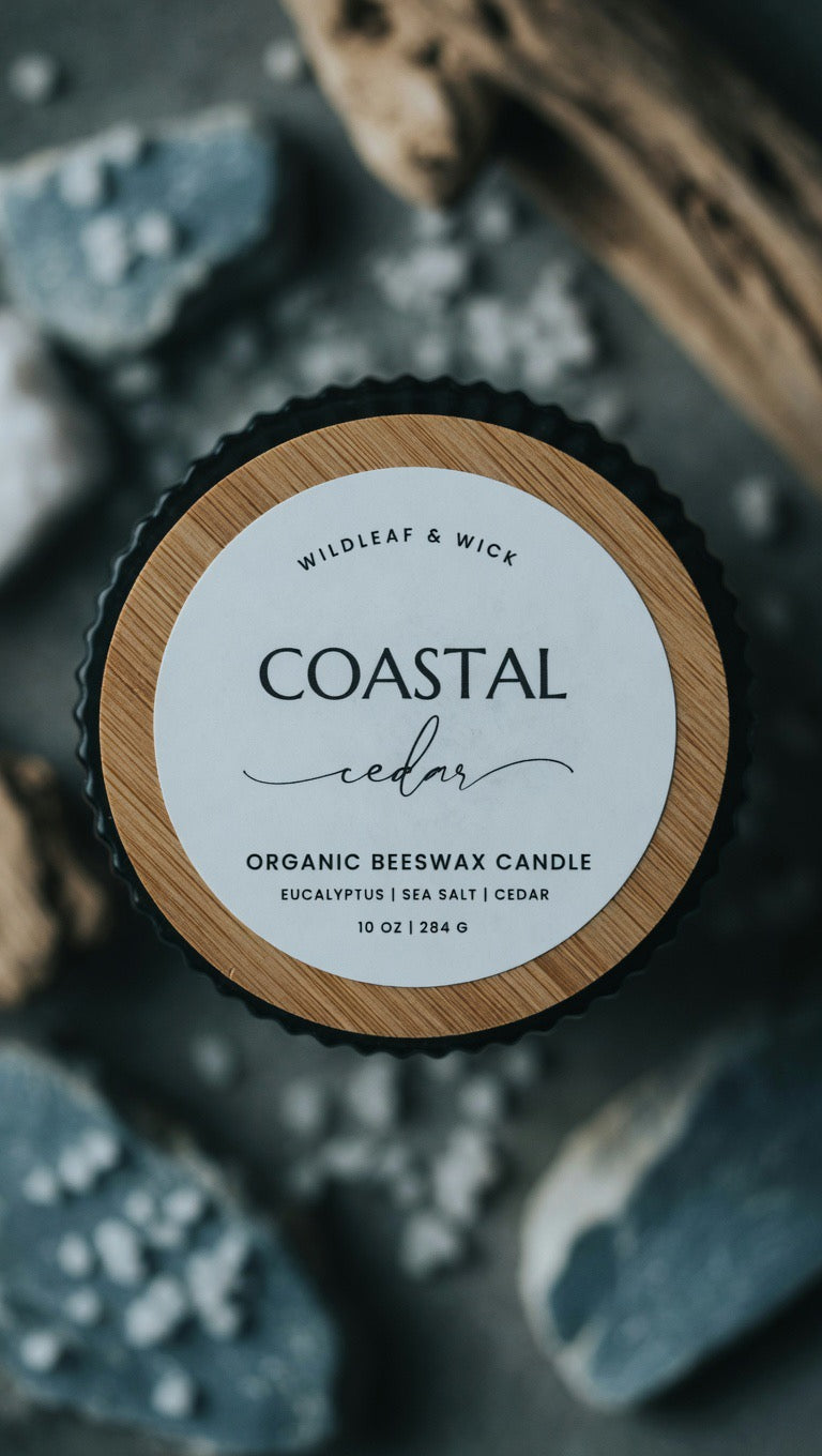 Coastal Cedar - 10oz Organic Beeswax Candle