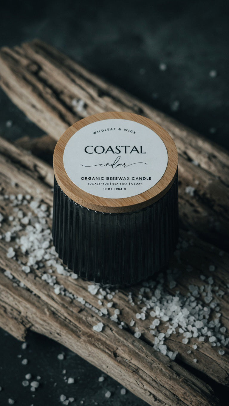 Coastal Cedar - 10oz Organic Beeswax Candle